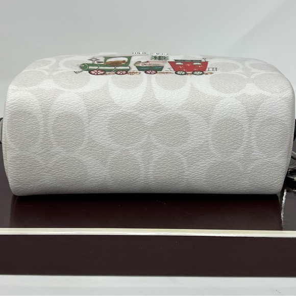 Coach small boxy cosmetic case mirror bag charm sign Christmas train - Picture 16 of 16